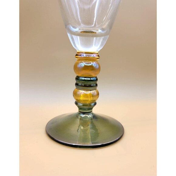 Set Of 4 Handblown Wine or Water Glasses Goblets Multicolor Beaded Stems dh900 - Picture 8 of 9